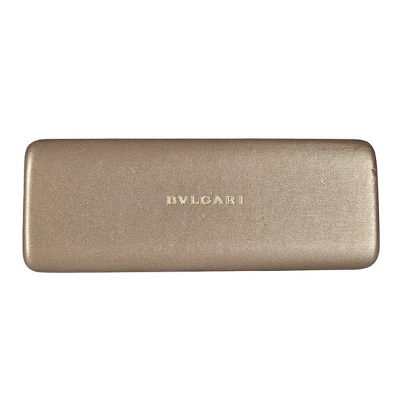 BVLGARI UNISEX CHAMPAGNE EYEGLASS CASE HARD SHELL ORANGE FELT LINED ONE SIZE - Picture 1 of 8